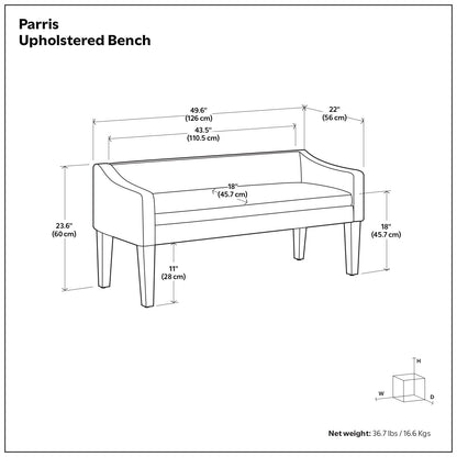 Parris - Contemporary Upholstered Bench - The Sleep Loft - Online Mattress Showroom NYC