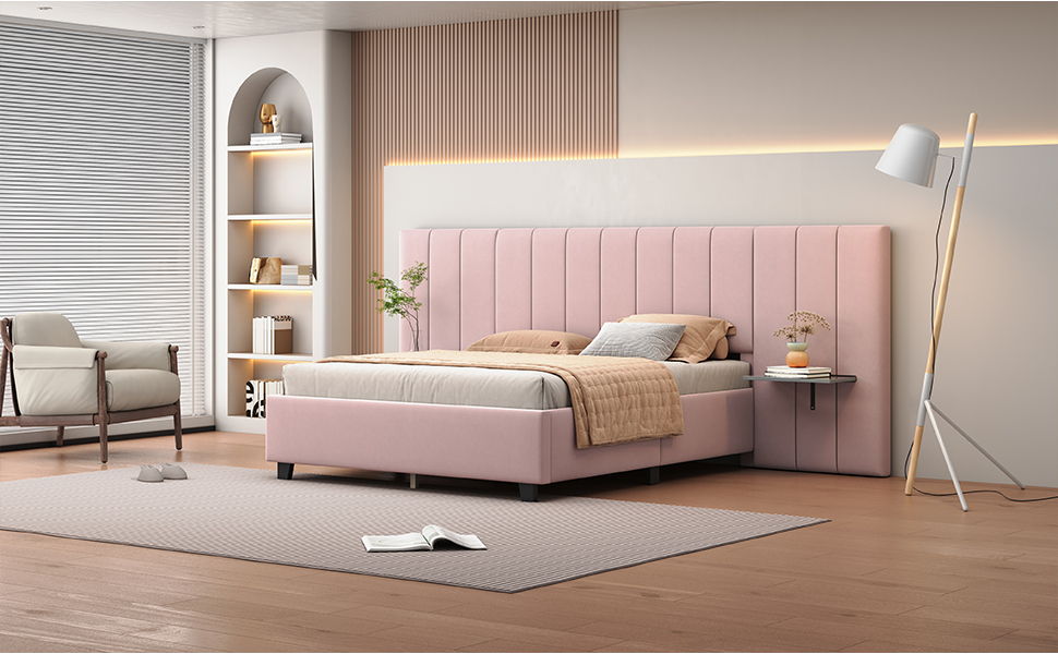 Upholstered Platform Bed With Big Headboard - The Sleep Loft - Online Mattress Showroom NYC