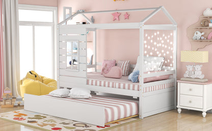 Twin Size Classic House Bed With Twin Size Trundle - White - The Sleep Loft - Online Mattress Showroom NYC