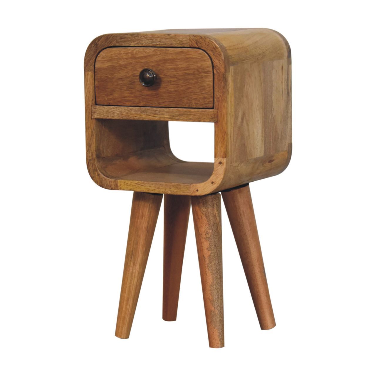 Mini California Curved Nightstand Wth Lower Slot - The Sleep Loft - Online Mattress Showroom NYC