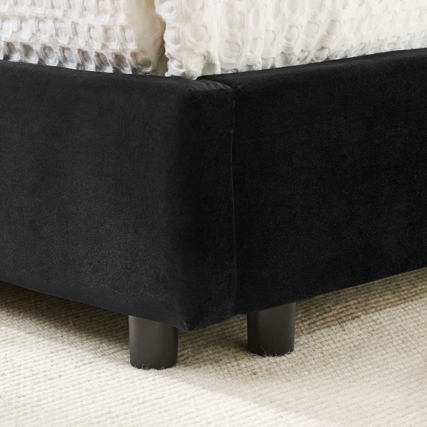 Mid-Century Upholstered Tufted Bed Frame With Backrest And Armrests - The Sleep Loft - Online Mattress Showroom NYC