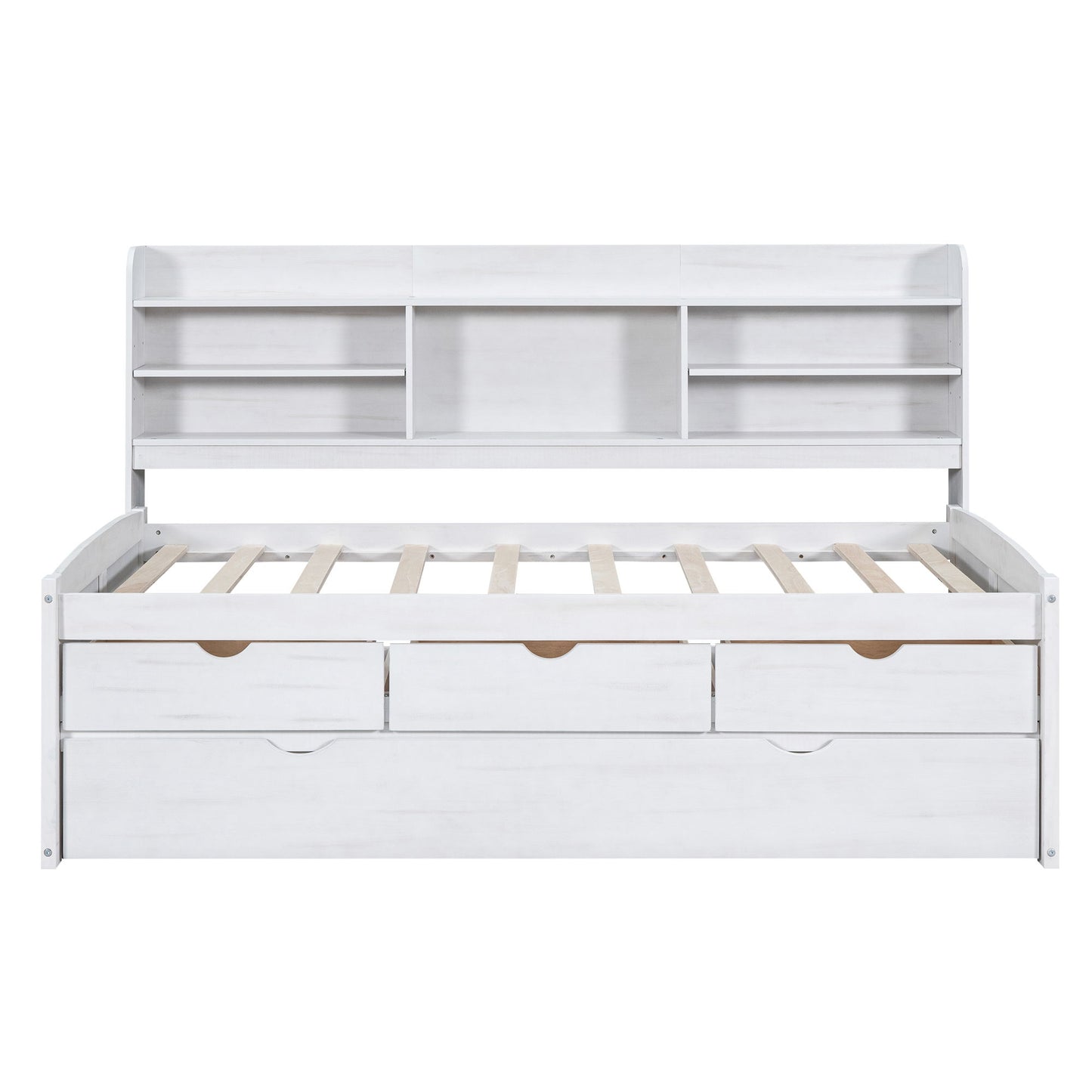 Captain Bed With Built In Bookshelves, 3 Storage Drawers, And Trundle - The Sleep Loft - Online Mattress Showroom NYC