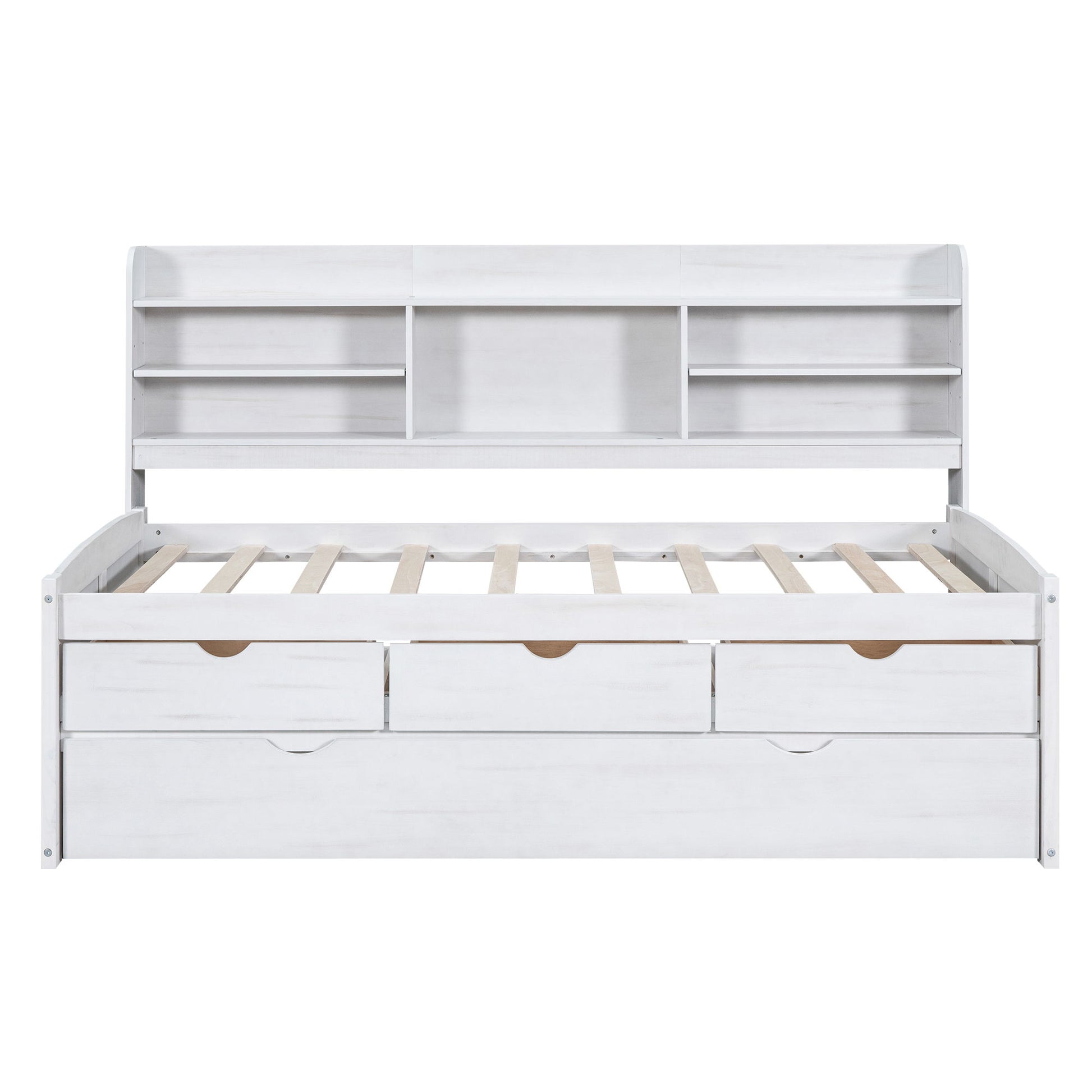 Captain Bed With Built In Bookshelves, 3 Storage Drawers, And Trundle - The Sleep Loft - Online Mattress Showroom NYC