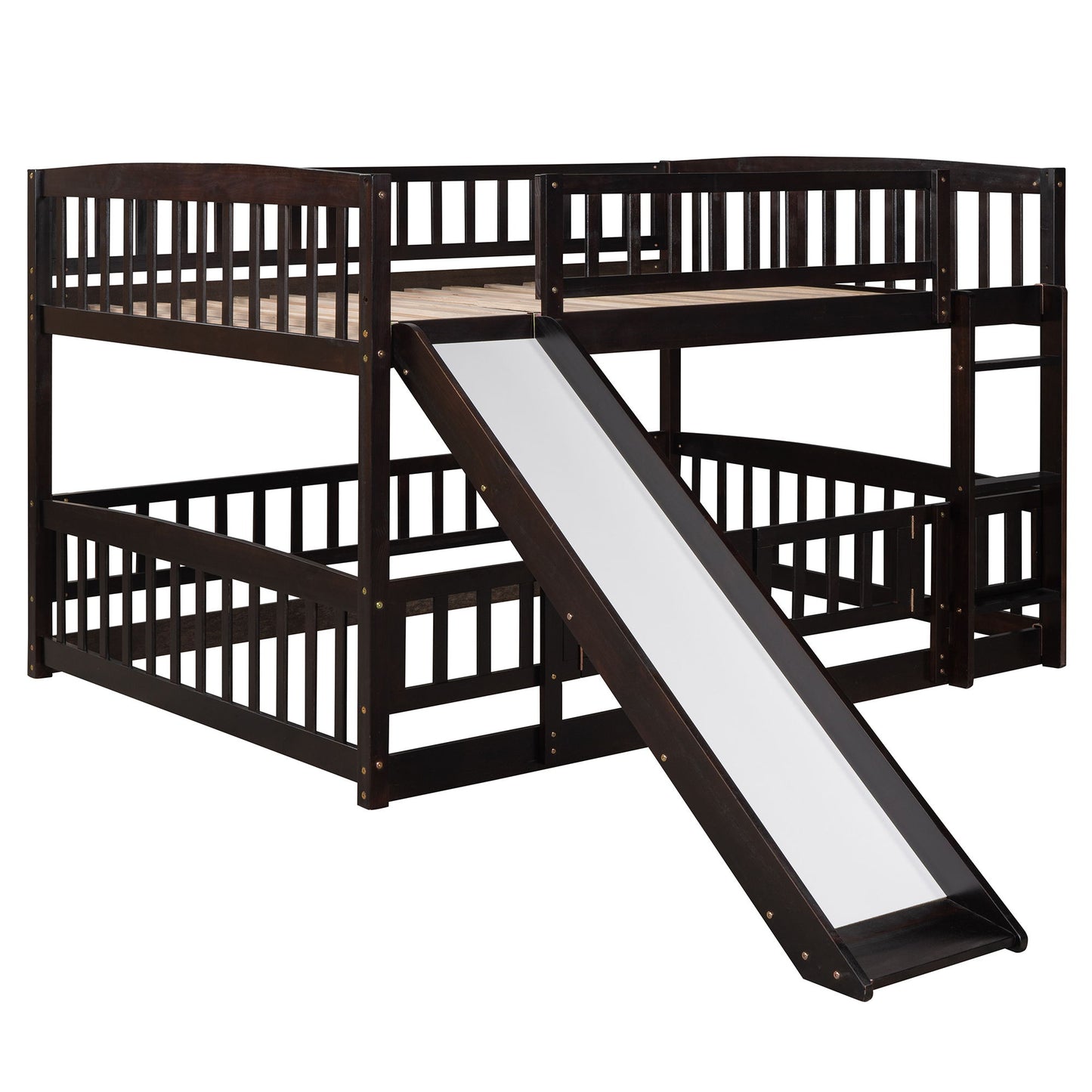 Low Bunk Bed With Slide, Fence And Ladder - The Sleep Loft - Online Mattress Showroom NYC