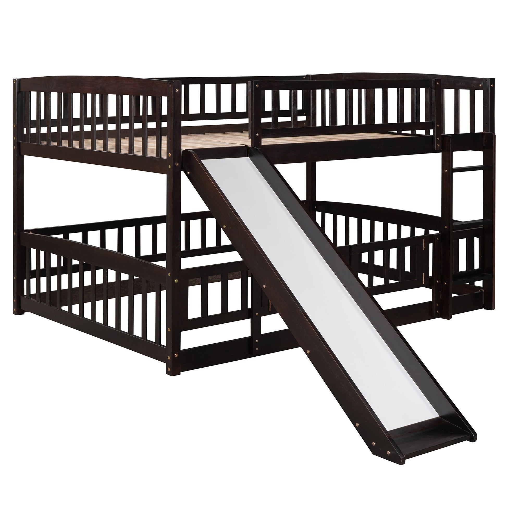Low Bunk Bed With Slide, Fence And Ladder - The Sleep Loft - Online Mattress Showroom NYC