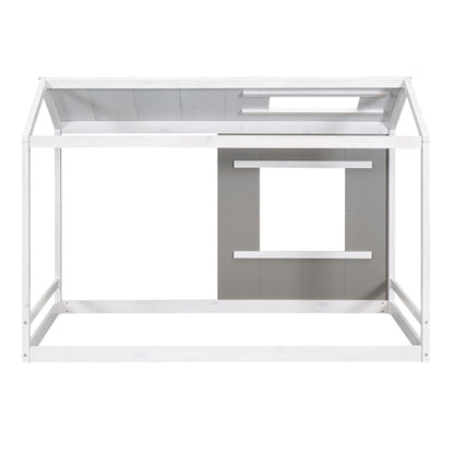 Twin Size House Platform Bed With Roof And Window - Natural / White - The Sleep Loft - Online Mattress Showroom NYC