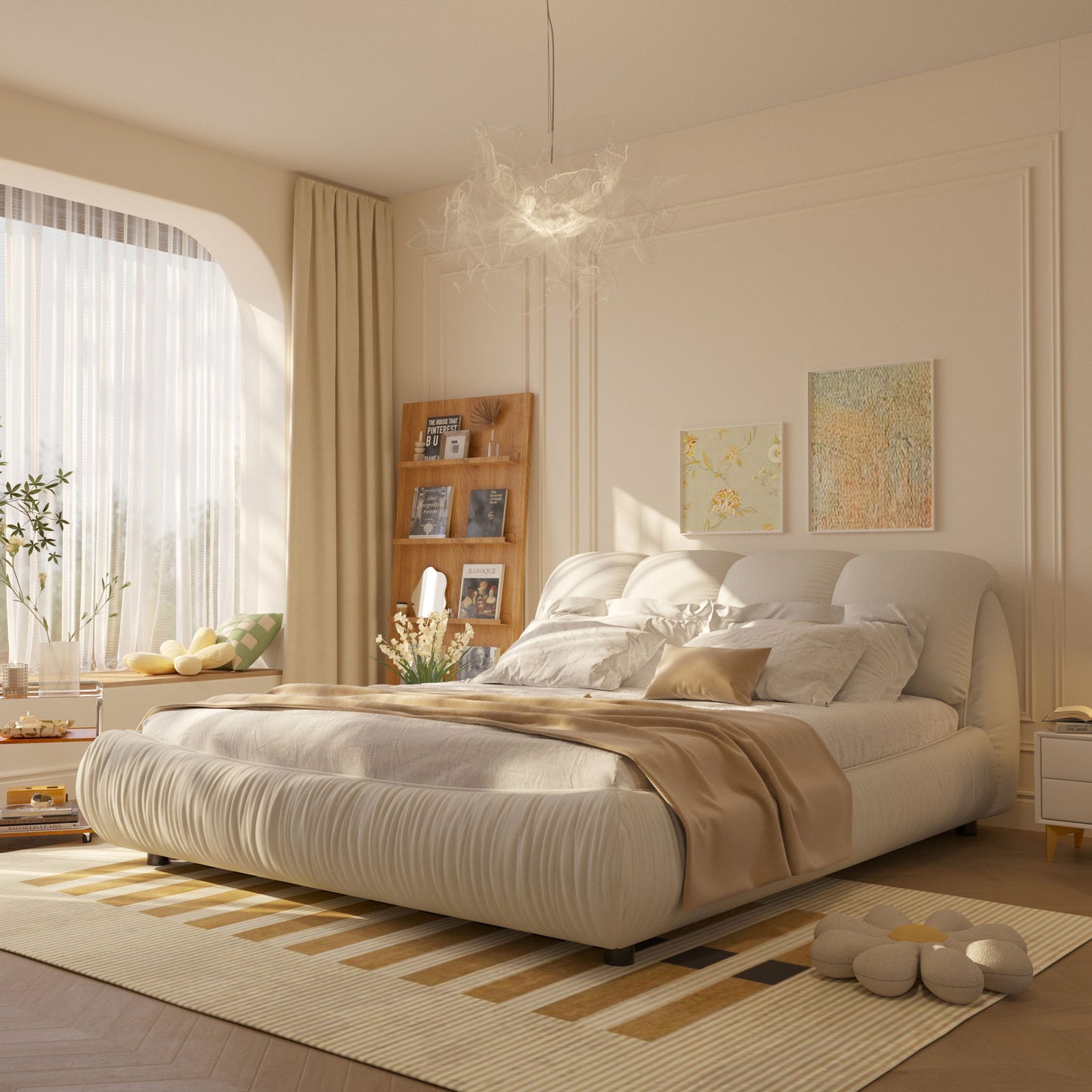 Luxury Upholstered Platform Bed With Oversized Padded Backrest And Solid Wood Frame - The Sleep Loft - Online Mattress Showroom NYC
