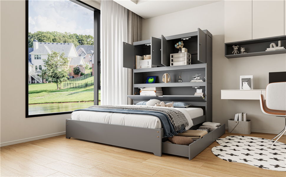 Platform Bed With USB, Storage Headboard & Drawers - The Sleep Loft - Online Mattress Showroom NYC