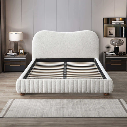 Norme - Queen Size Upholstered Low Profile Platform Bed - Cream - The Sleep Loft - Online Mattress Showroom NYC