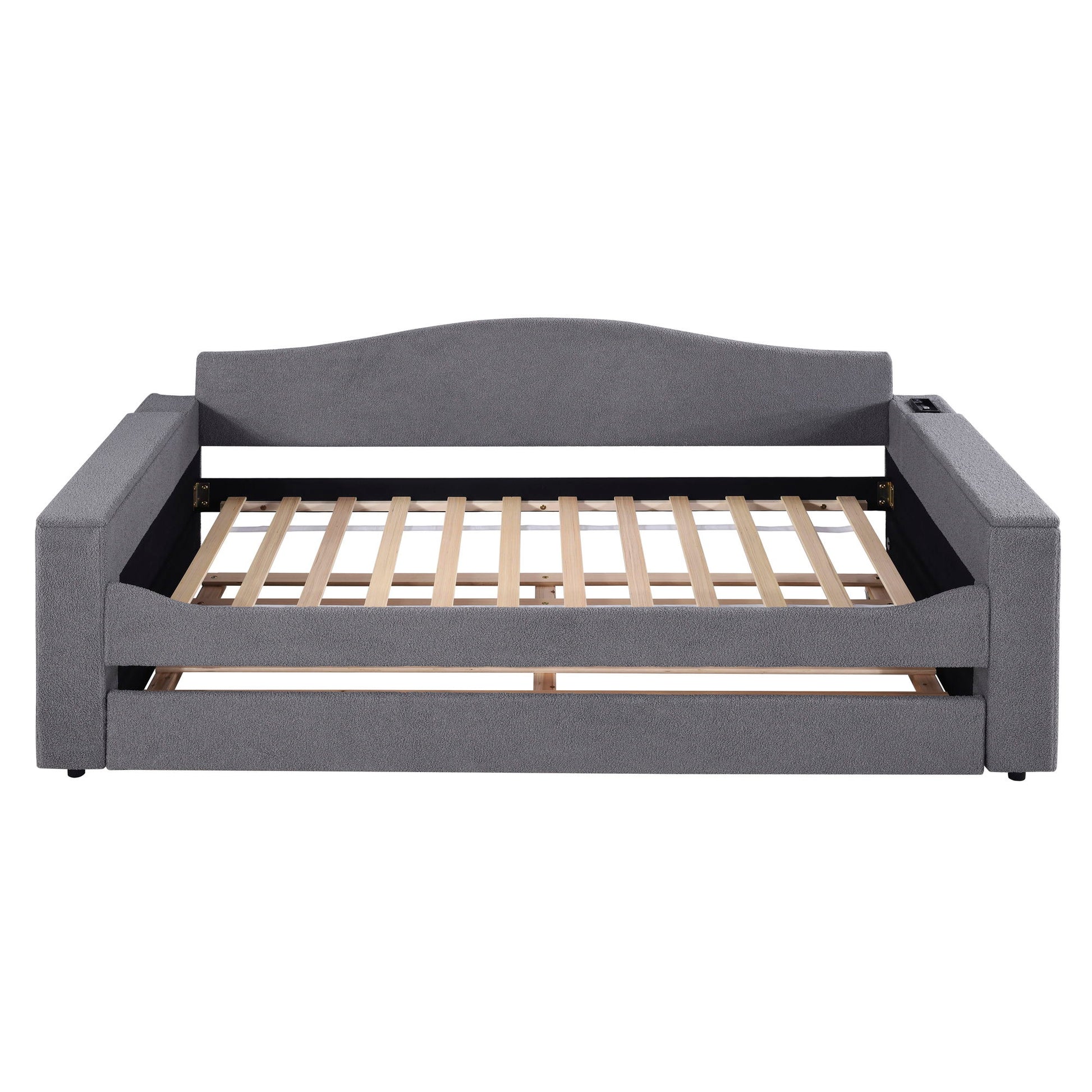 Upholstered Daybed With Storage Armrests, Trundle And Latest Integrated tooth Audio System - The Sleep Loft - Online Mattress Showroom NYC