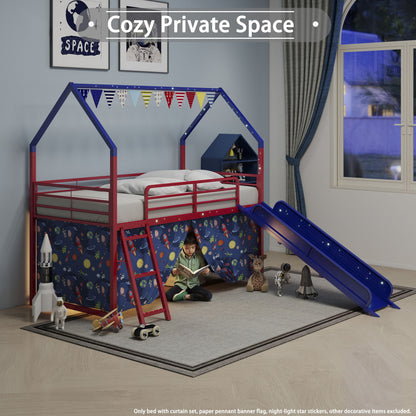 Jack - House Loft Bed With Slide And Curtain Set - The Sleep Loft - Online Mattress Showroom NYC