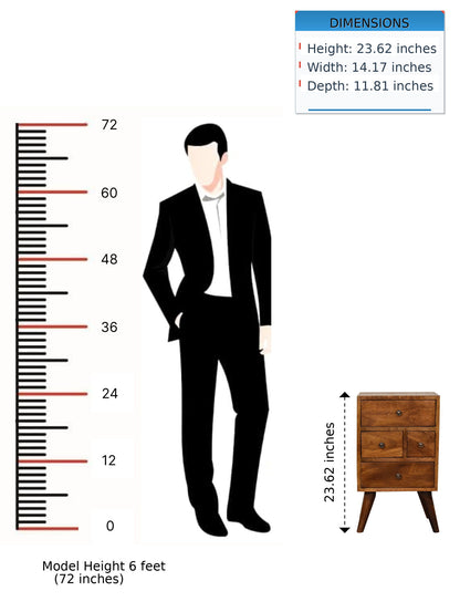 4 Drawer Multi Bedside Table - Chestnut - The Sleep Loft - Online Mattress Showroom NYC