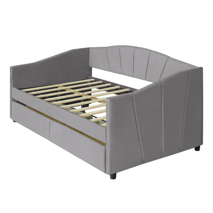 Upholstered Daybed With Two Drawers And Wood Slat - The Sleep Loft - Online Mattress Showroom NYC