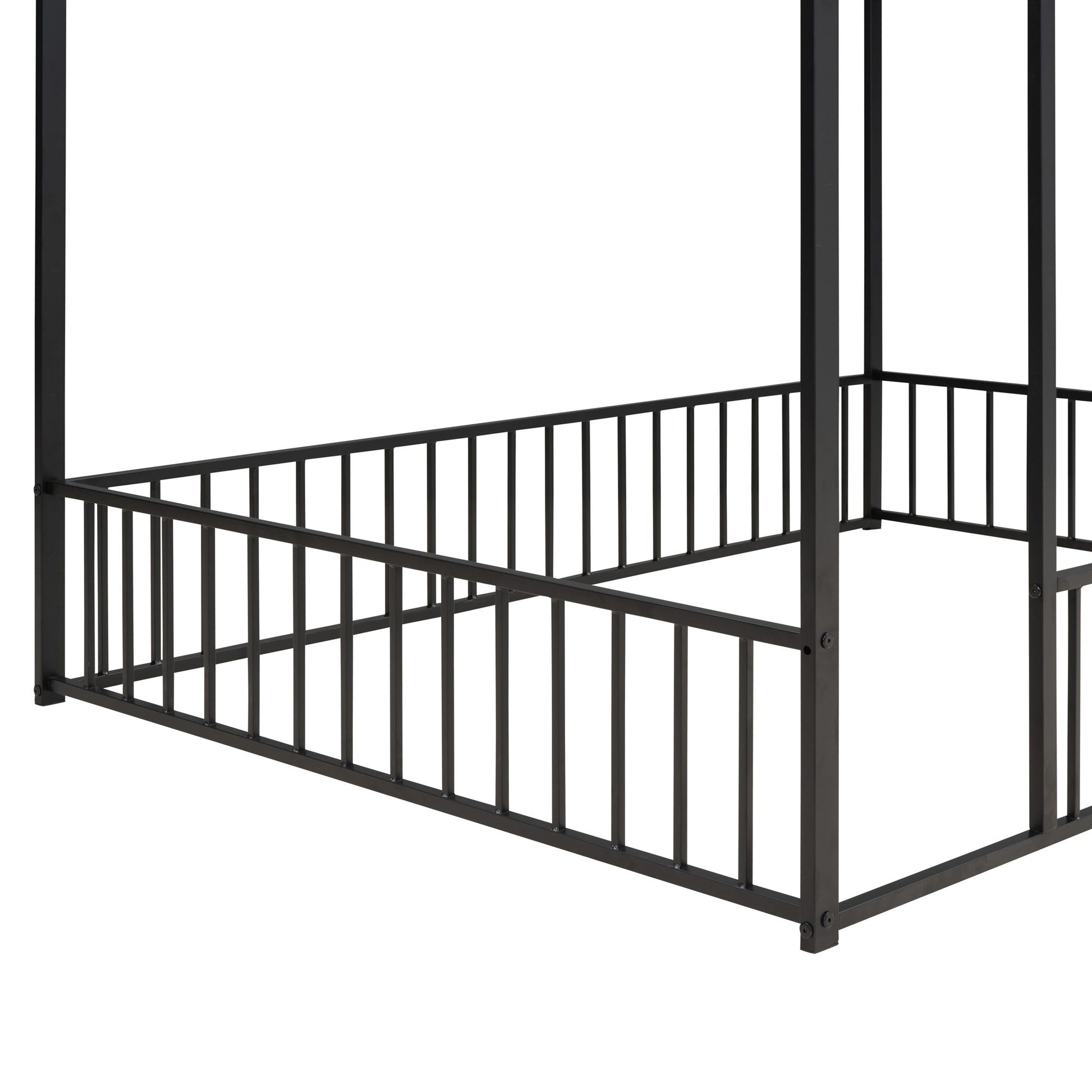Metal Bed House Bed Frame With Fence - The Sleep Loft - Online Mattress Showroom NYC