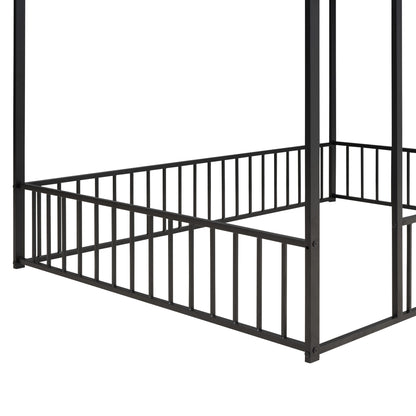 Metal Bed House Bed Frame With Fence - The Sleep Loft - Online Mattress Showroom NYC