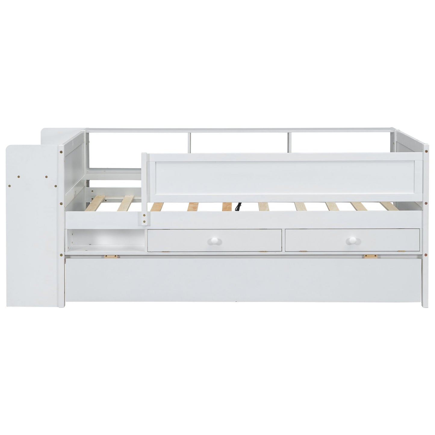 Twin Daybed With Drawers, Trundle, Headboard Storage, Study Desk, And USB Charging Station - White - The Sleep Loft - Online Mattress Showroom NYC