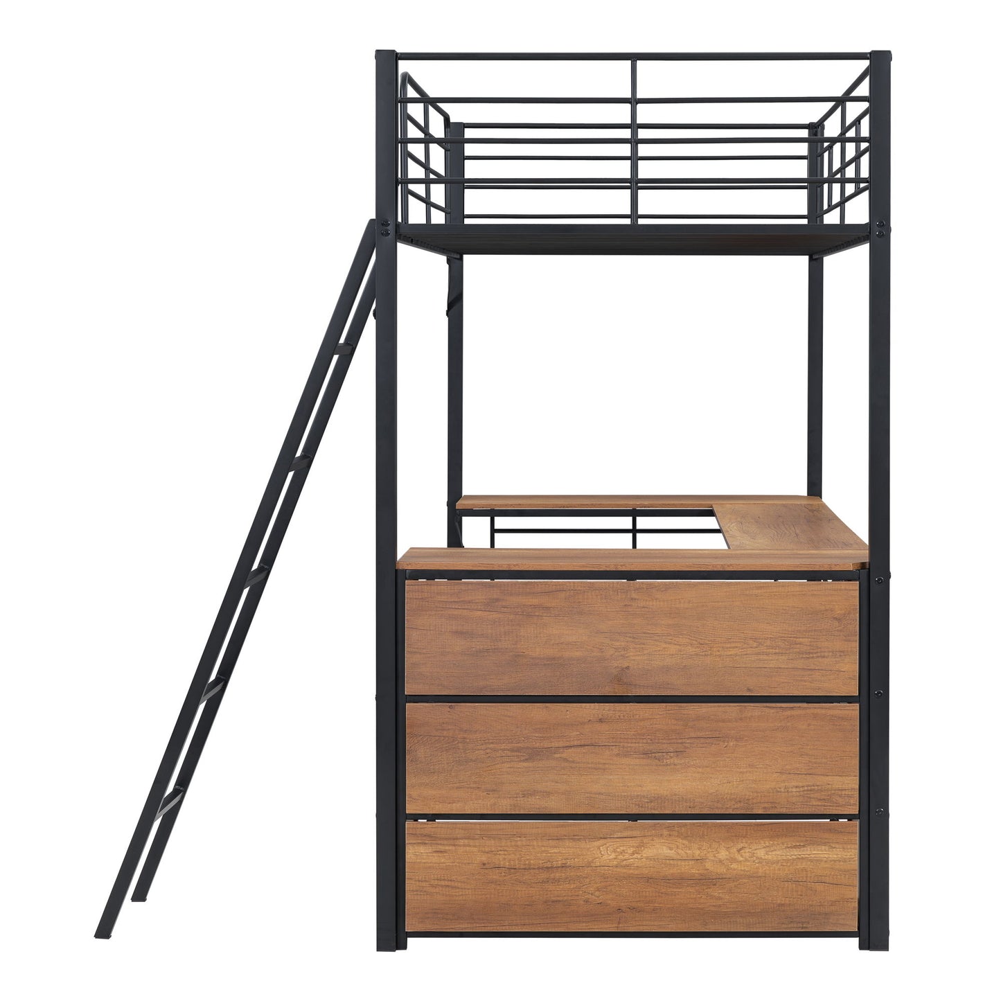 Loft Bed & 3 Layers Of Shelves And L-Shaped Desk - The Sleep Loft - Online Mattress Showroom NYC