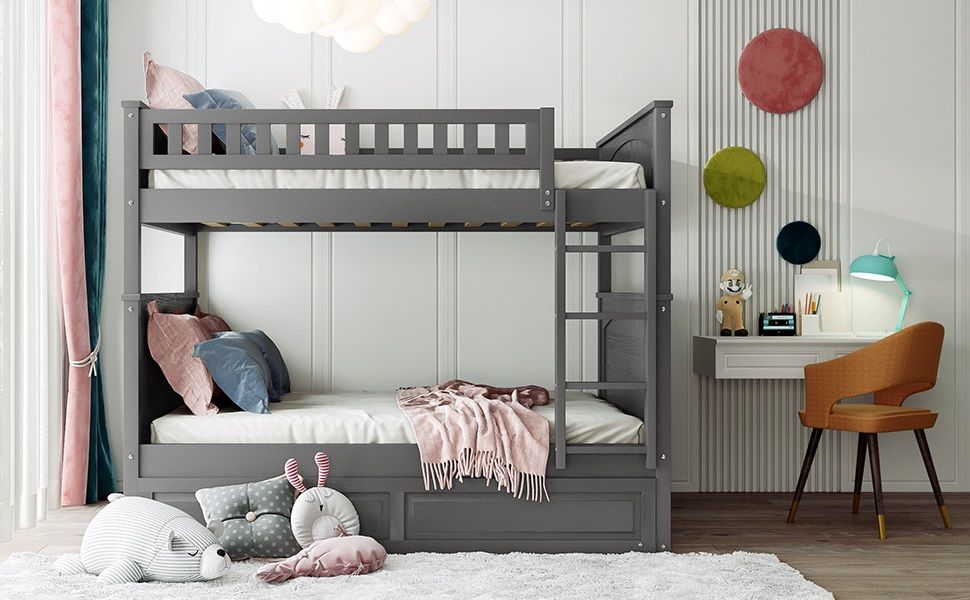 Bunk Bed With Twin Size Trundle, Guardrails - The Sleep Loft - Online Mattress Showroom NYC