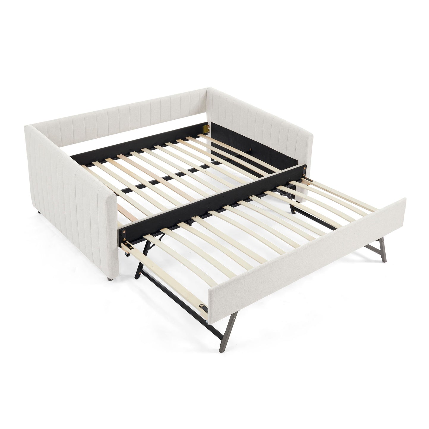 Upholstered Daybed With Trundle With Vertical Stripes - The Sleep Loft - Online Mattress Showroom NYC