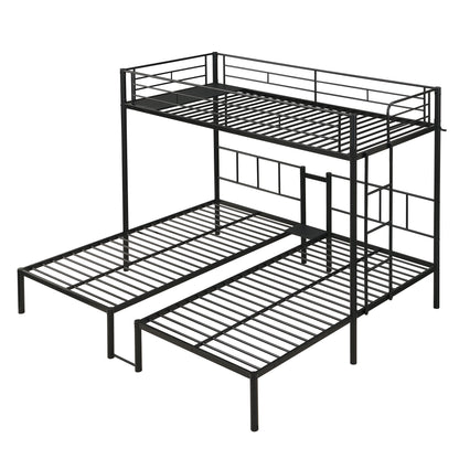 Twin Over Twin Over Twin Triple Bunk Bed With Safety Rails And Storage Shelf - Black - The Sleep Loft - Online Mattress Showroom NYC