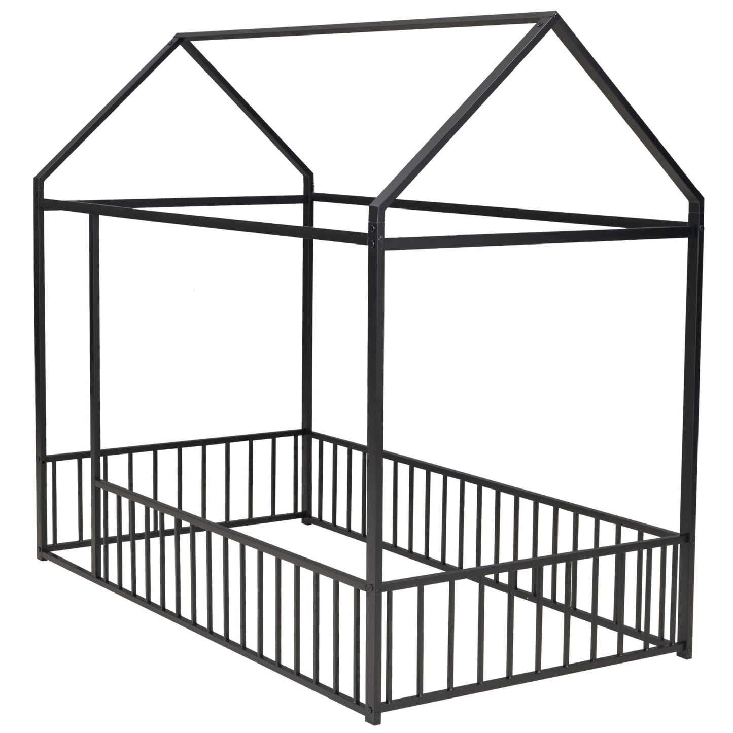 Metal Bed House Bed Frame With Fence - The Sleep Loft - Online Mattress Showroom NYC