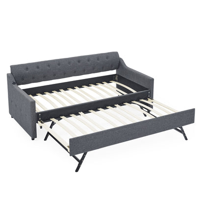 Size Upholstered Daybed With Trundle And USB Charging Armrest - The Sleep Loft - Online Mattress Showroom NYC