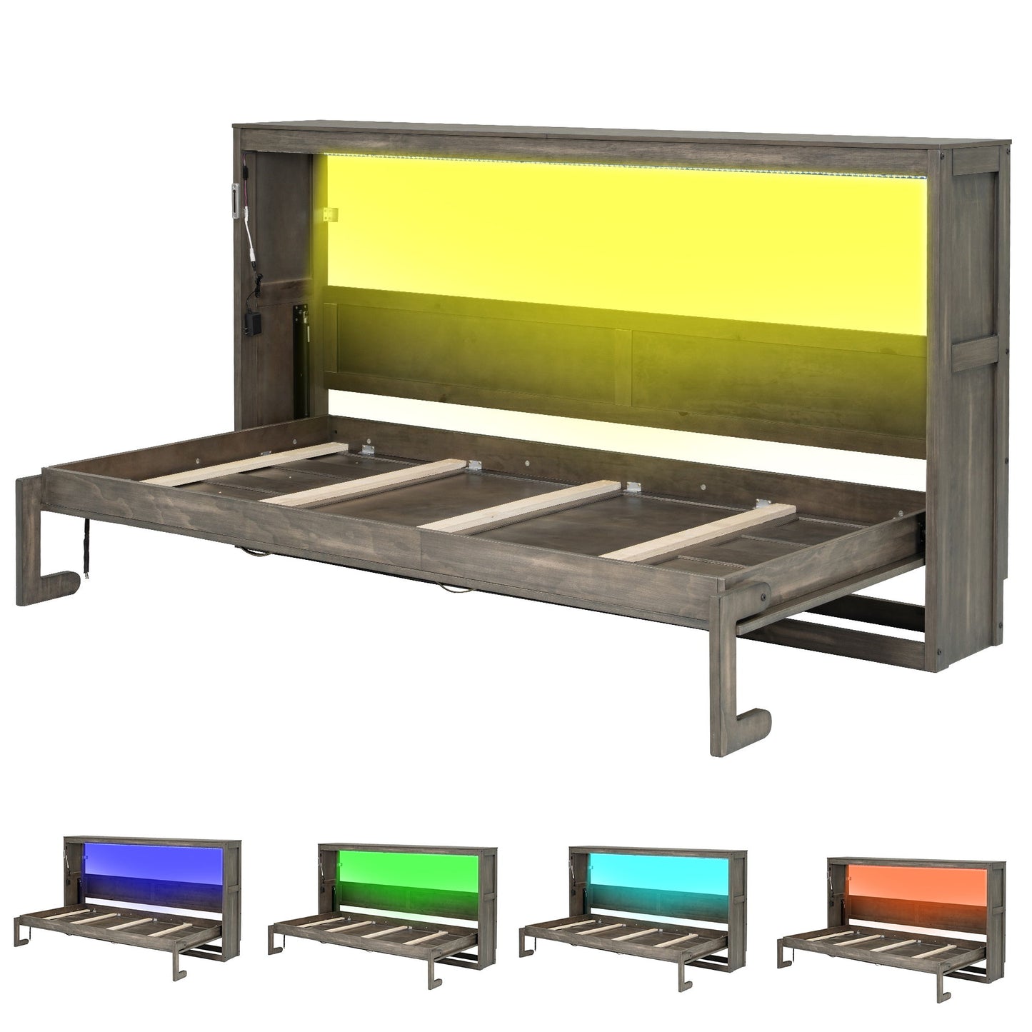Murphy Bed With LED Light, Foldable Wall Bed Cabinet - The Sleep Loft - Online Mattress Showroom NYC