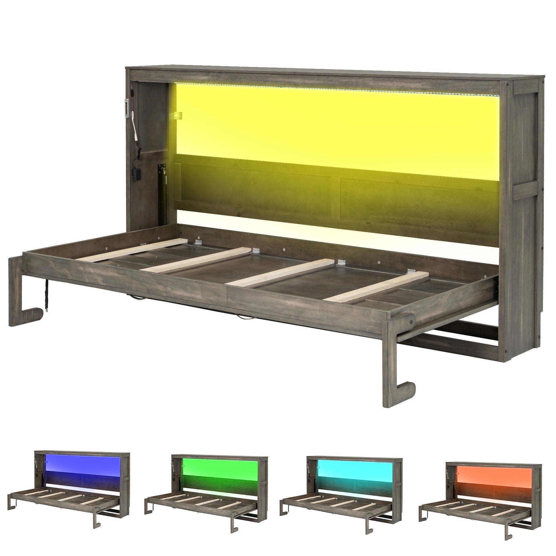 Murphy Bed With LED Light, Foldable Wall Bed Cabinet - The Sleep Loft - Online Mattress Showroom NYC