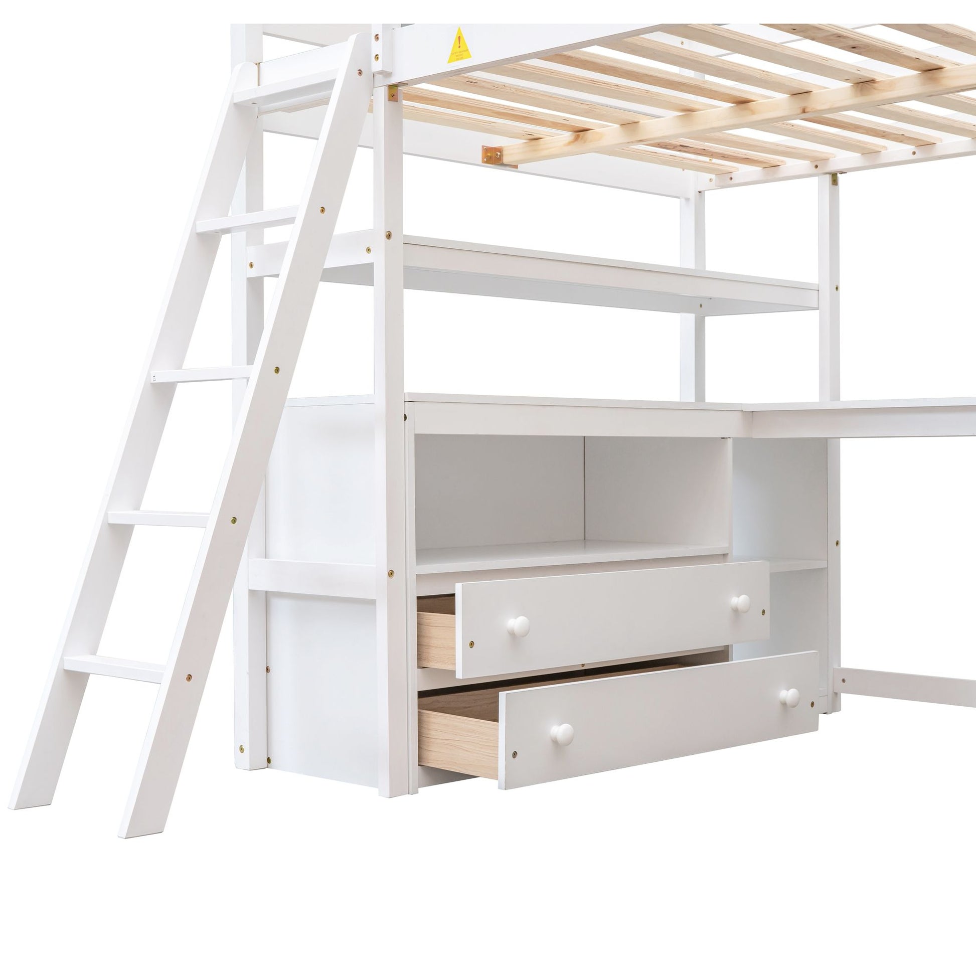 Modern Loft Bed With Built In Desk, Shelves, And 2 Drawers - The Sleep Loft - Online Mattress Showroom NYC