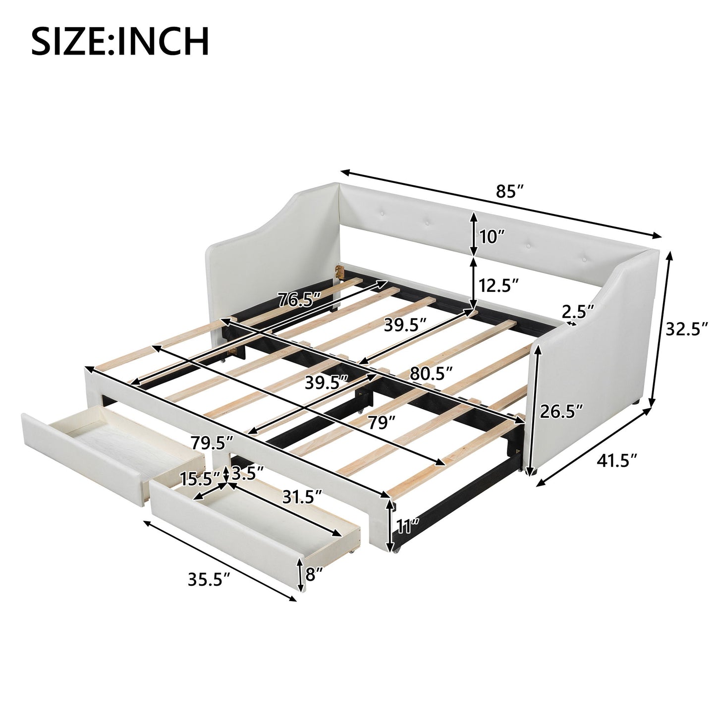 Upholstered Daybed With 2 Drawers - The Sleep Loft - Online Mattress Showroom NYC