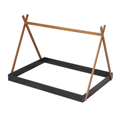 Full Size Tent Floor Bed With Triangle Structure, Low Profile Design - Black / Brown - The Sleep Loft - Online Mattress Showroom NYC