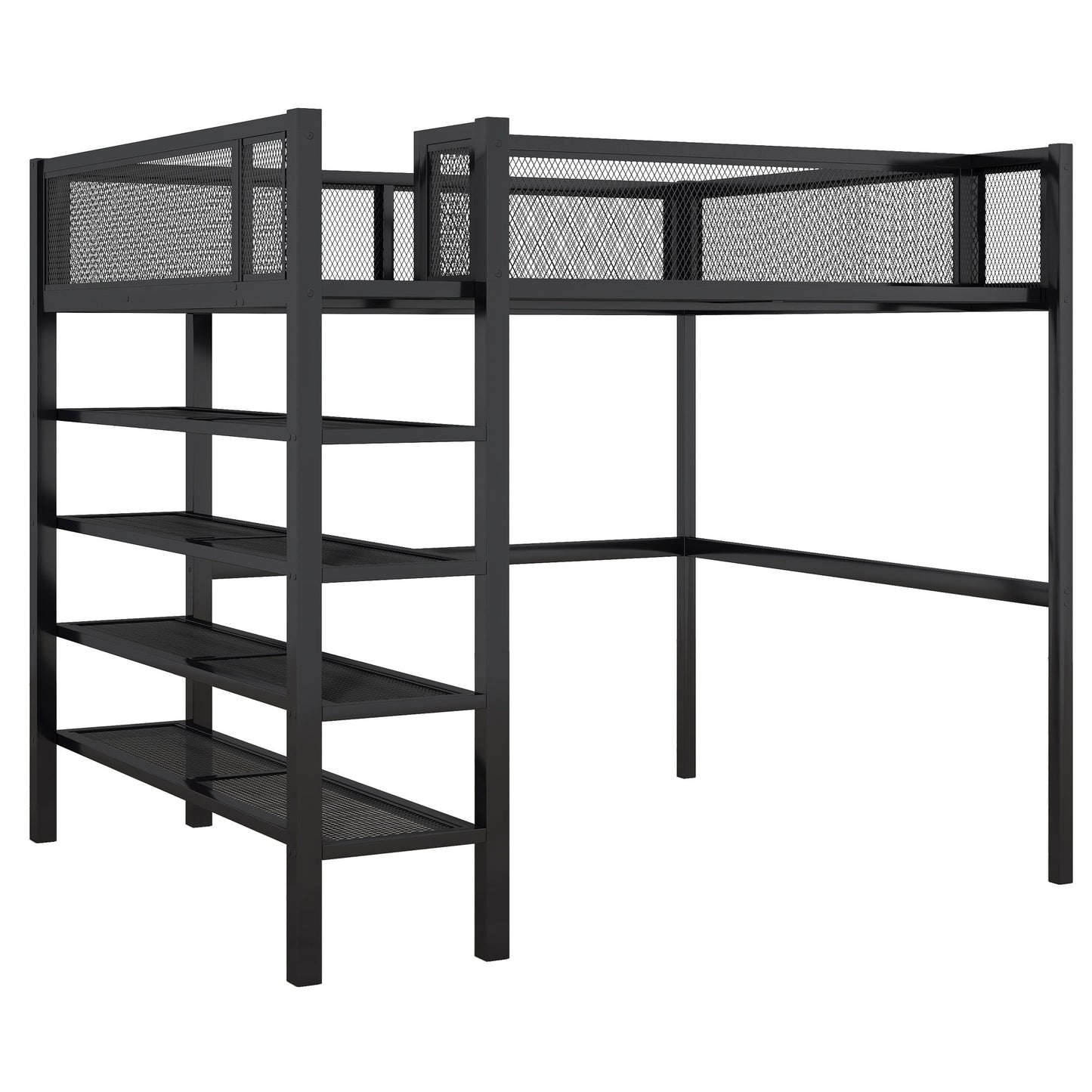 Loft Bed With 4 Tier Shelves And Storage - The Sleep Loft - Online Mattress Showroom NYC
