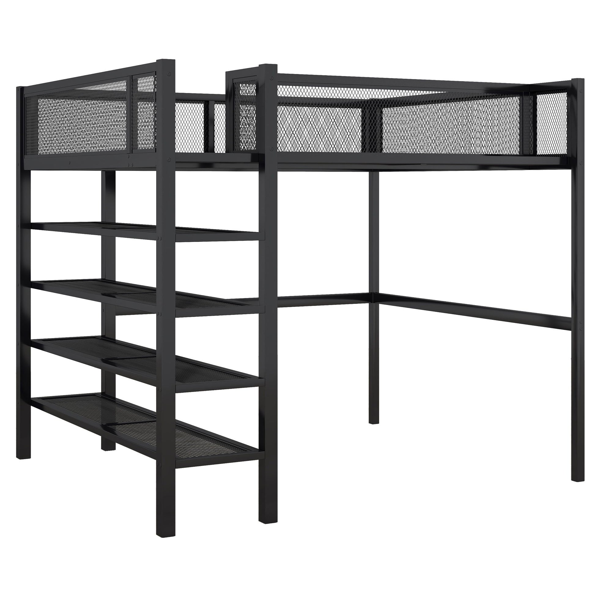 Loft Bed With 4 Tier Shelves And Storage - The Sleep Loft - Online Mattress Showroom NYC