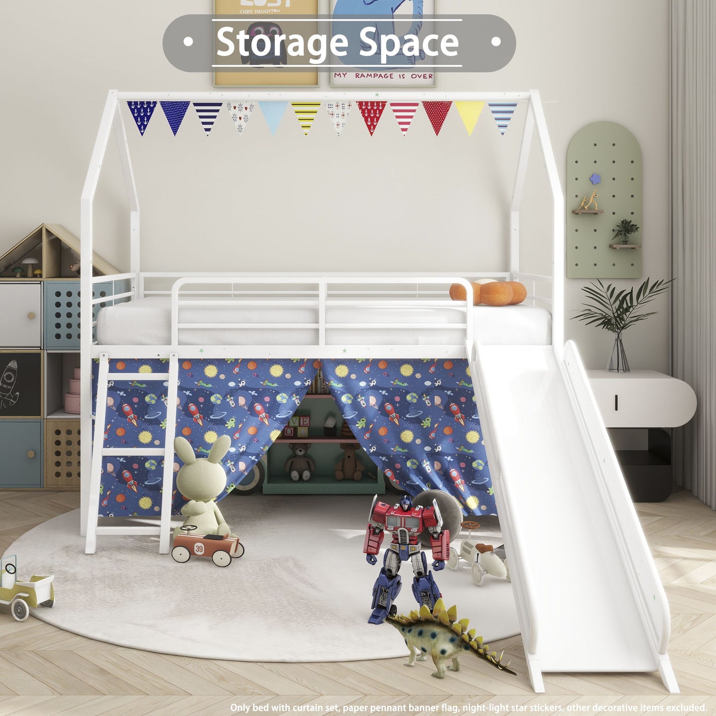 Jack - House Loft Bed With Slide And Curtain Set - The Sleep Loft - Online Mattress Showroom NYC