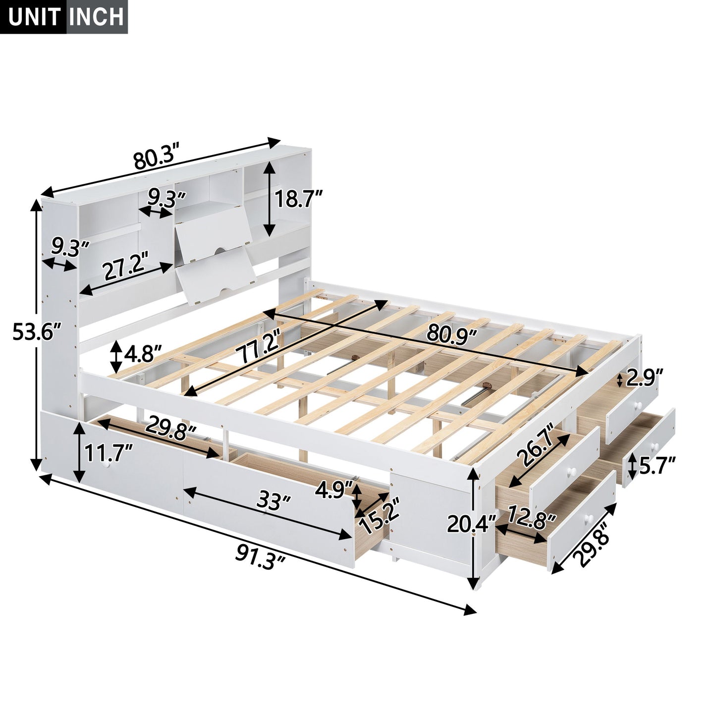 Platform Bed With Storage Headboard And 8 Drawers - The Sleep Loft - Online Mattress Showroom NYC