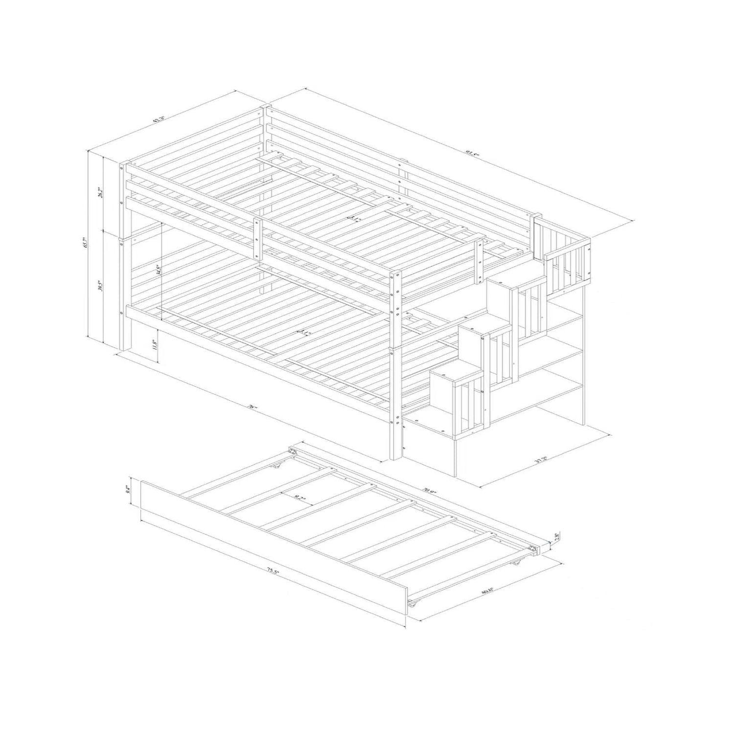 Twin Over Twin Bunk Beds With Twin Trundle And Stairway Storage Function - The Sleep Loft - Online Mattress Showroom NYC