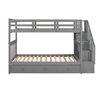 Stairway Bunk Bed With Storage And Guard Rail For Bedroom - The Sleep Loft - Online Mattress Showroom NYC