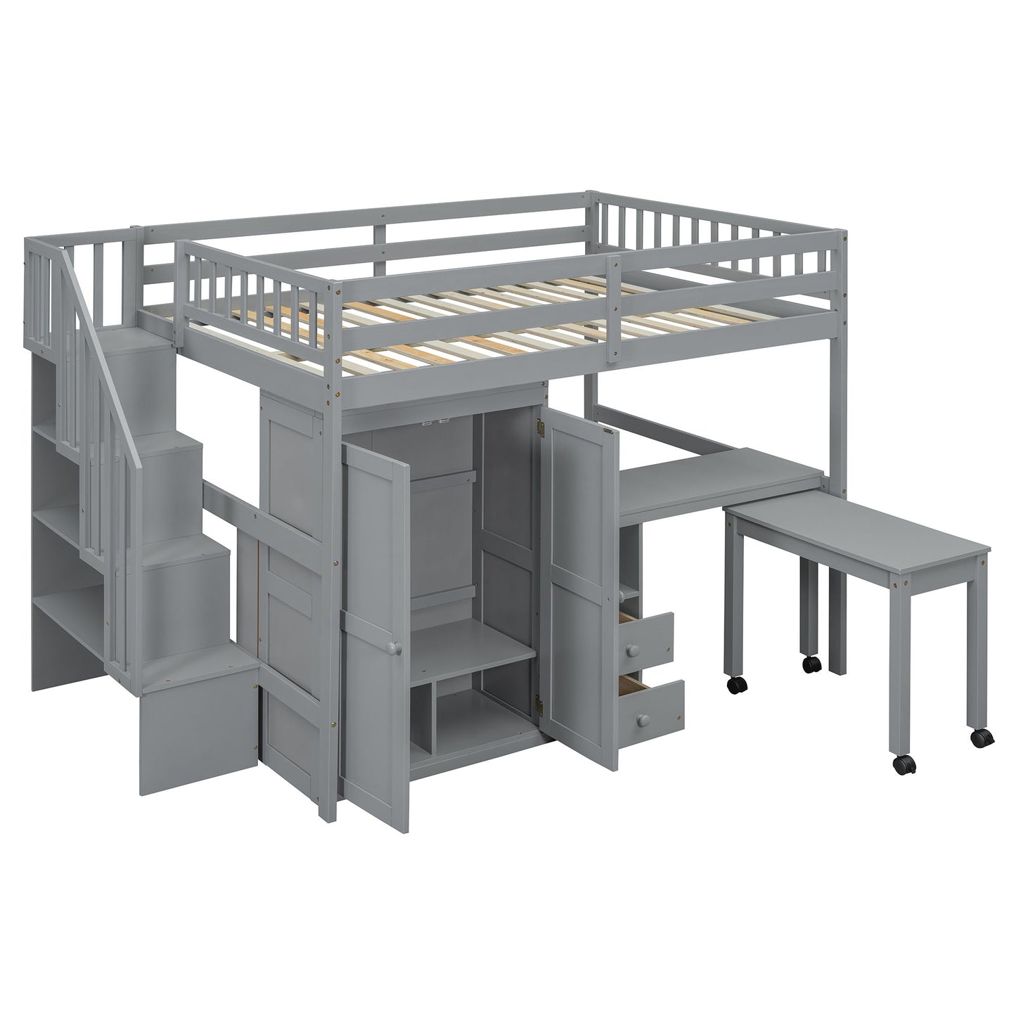 Loft Bed With Stairs, Bookshelf, Drawers, Desk & Wardrobe, Space Saving Multifunctional Furniture - The Sleep Loft - Online Mattress Showroom NYC