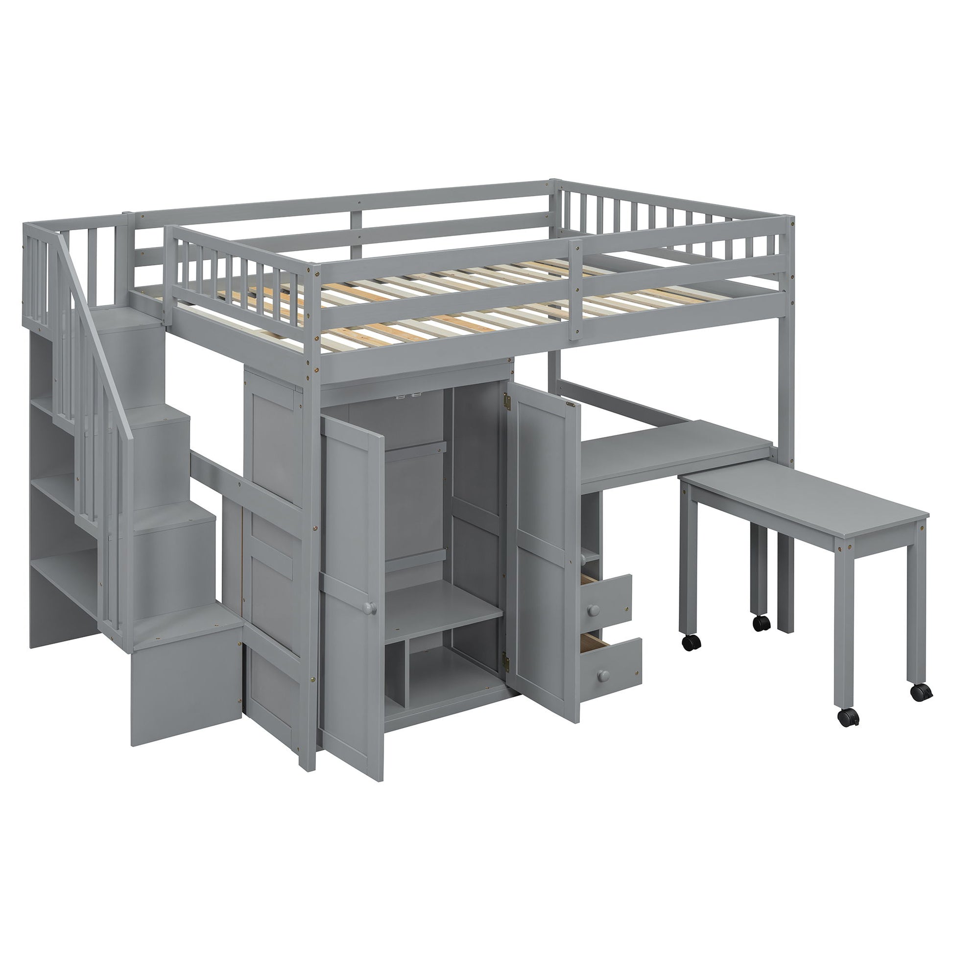 Loft Bed With Stairs, Bookshelf, Drawers, Desk & Wardrobe, Space Saving Multifunctional Furniture - The Sleep Loft - Online Mattress Showroom NYC