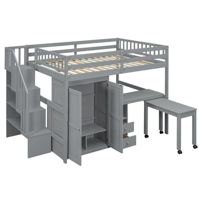 Loft Bed With Stairs, Bookshelf, Drawers, Desk & Wardrobe, Space Saving Multifunctional Furniture - The Sleep Loft - Online Mattress Showroom NYC