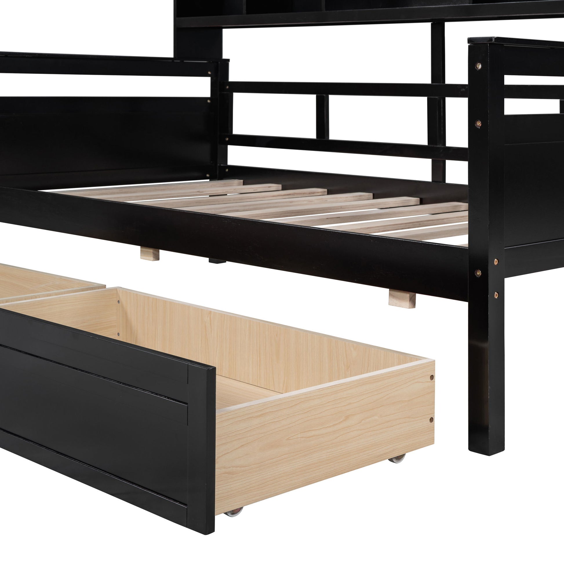 Daybed, Slat Support, With Bedside Shelves And 2 Drawers - The Sleep Loft - Online Mattress Showroom NYC