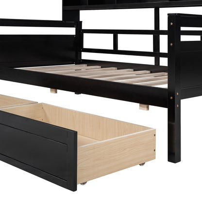 Daybed, Slat Support, With Bedside Shelves And 2 Drawers - The Sleep Loft - Online Mattress Showroom NYC