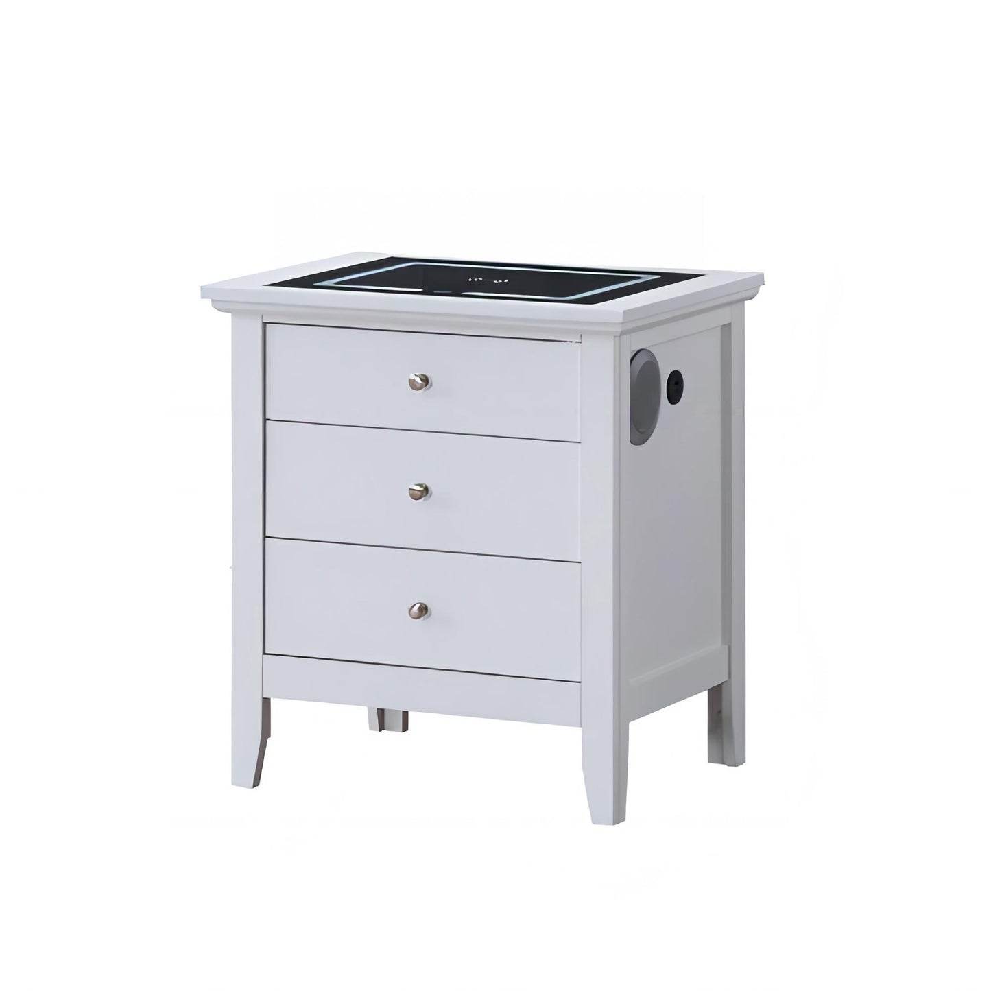 Hammond - Smart 3 Drawer Nightstand With USB Charging And Integrated Speakers - White - The Sleep Loft - Online Mattress Showroom NYC