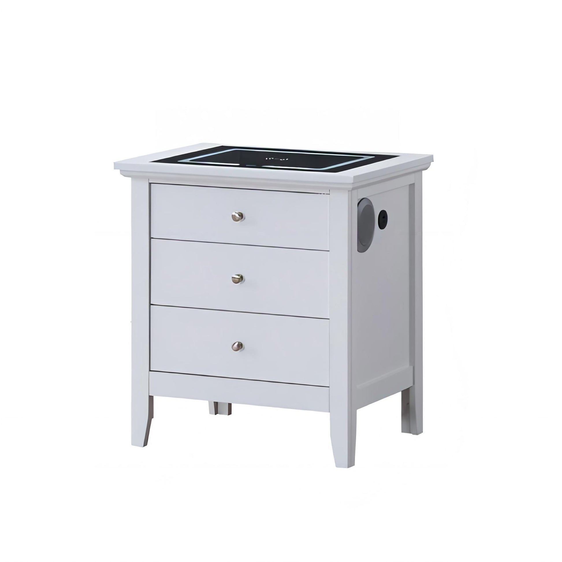 Hammond - Smart 3 Drawer Nightstand With USB Charging And Integrated Speakers - White - The Sleep Loft - Online Mattress Showroom NYC