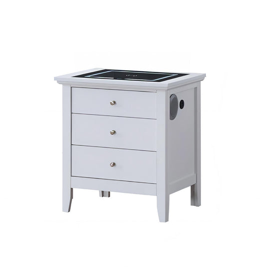 Hammond - Smart 3 Drawer Nightstand With USB Charging And Integrated Speakers - White - The Sleep Loft - Online Mattress Showroom NYC