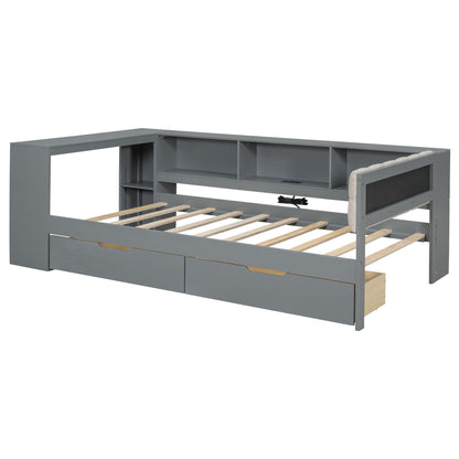Upholstered Headboard Platform Bed With Storage Shelves, Drawers, Charging Station - The Sleep Loft - Online Mattress Showroom NYC