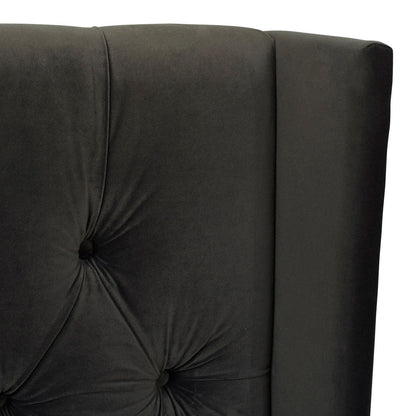 David - King Tufted Wingback Bed - Dark Charcoal Gray - The Sleep Loft - Online Mattress Showroom NYC