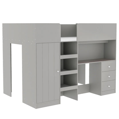 Loft Bed With Built In Wardrobe, Desk, Shelves, And Drawers - The Sleep Loft - Online Mattress Showroom NYC