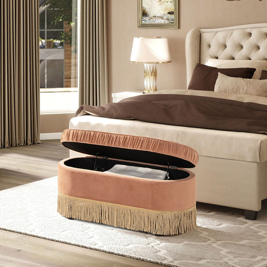 Serena - Contemporary Design Oval Storage Bench Ottoman - The Sleep Loft - Online Mattress Showroom NYC
