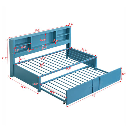 Industrial Metal Daybed With Trundle, Storage Shelves, USB Ports - The Sleep Loft - Online Mattress Showroom NYC